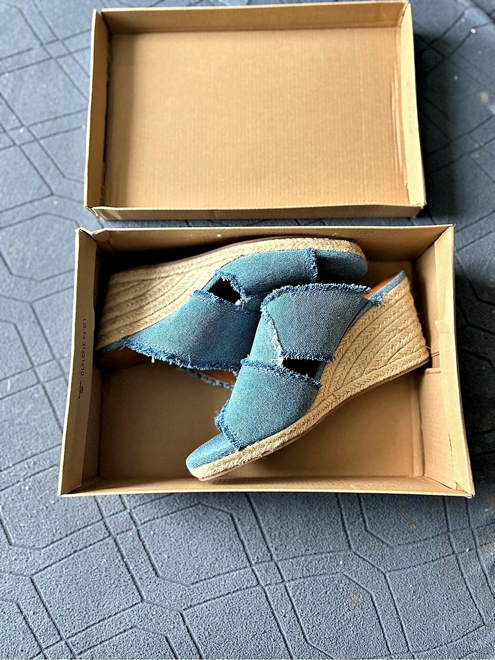 Lucky Brand Maddie Denim Wedge Sandals Blue US 9 M
